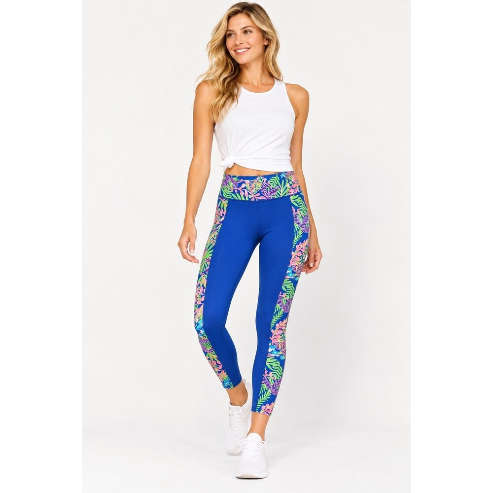 Lilly Pulitzer Luxletic Weekender Leggings M Borealis Blue How You Like Me Prowl
